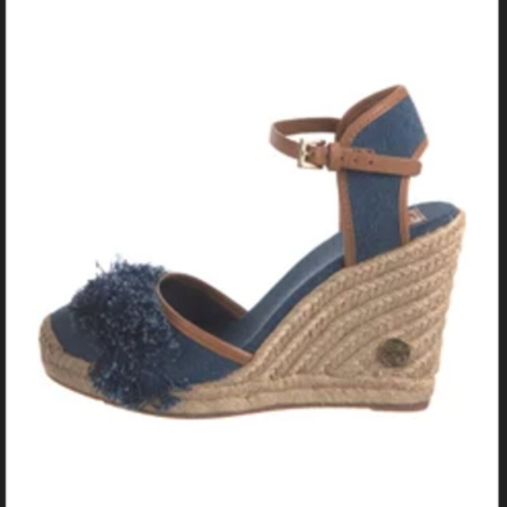 Tory Burch Denim Colorblock Pattern D'Orsay Pumps Women's Size: 8US